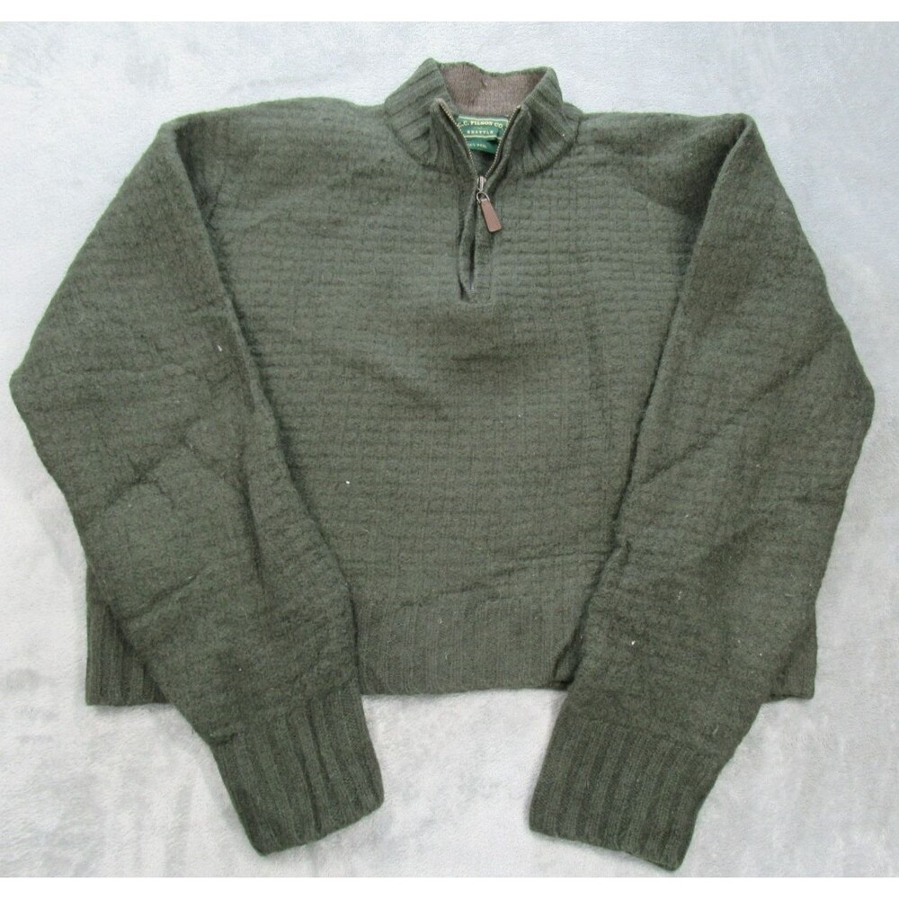 C.C. Filson Sweater Women's XL Mock Neck Green 100% Wool Mede in Hong Kong